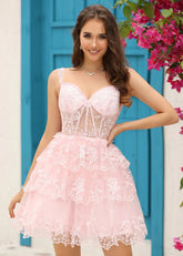 Bysen | Stunning Lavender Homecoming Dresses with Ruffles & Tiers - Light Pink - PromDressClub